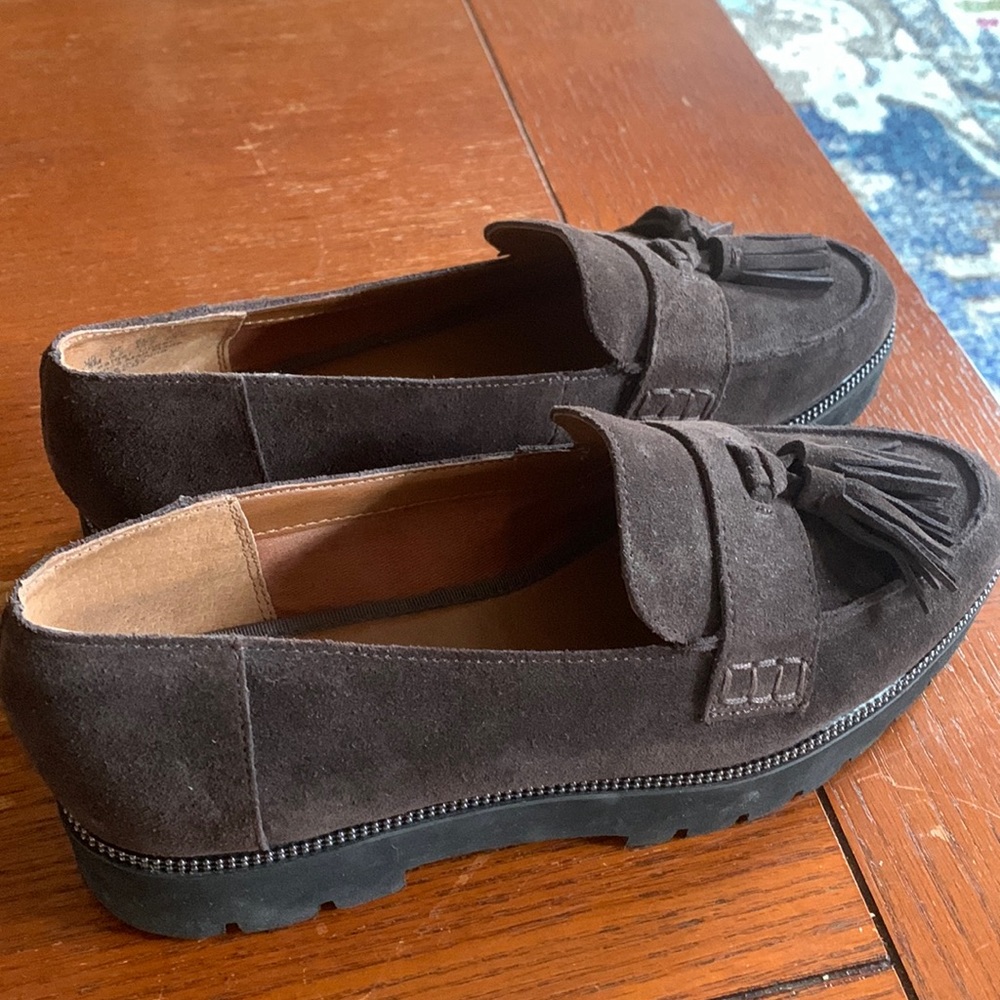 Franco Sarto Dark Brown Suede Loafers